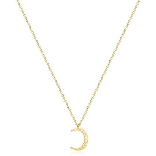 Befettly Moon Pendant Necklace 14K Gold Fill Dainty Hammered Moon Phase Gold Choker Simple Crescent Moon Full Moon Karma Circle Choker Necklace