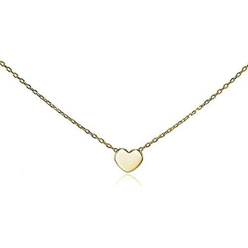 Hoops & Loops Sterling Silver Polished Heart Tiny Choker Necklace