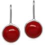 Silvershake 10mm Created Red Coral White Gold Plated 925 Sterling Silver Leverback Earrings