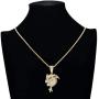 Moca Jewelry Hip Hop Iced Out Bling Timmy Pendent 18K Gold Plated Chain Necklace for Men Women