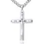 Hermah Mens Women Jewelry Gold Black Silver Cross Pendant Necklace Stainless Steel Curb Cuban Link Chain 18-24inch