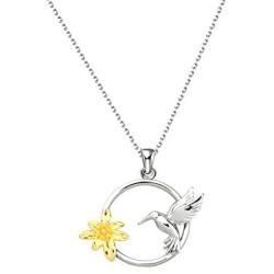 AKTAP Hummingbird Necklace with Flowers Hummingbird Gift Animal Gift for Women Girls