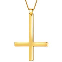 Aurora Tears 925 Sterling Silver Inverted Cross Necklace Women Men Upside Down St. Peter Cross Pendant 18K Gold/Black Gun Plated Christmas Birthday Jewelry DP0299