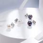 INBLUE 925 Sterling Silver Freshwater Pearl Earrings for Women Girls Cultured Stud White Purple Pearl Earrings Sets Bridesmaid Gifts Best Friend Lovers Jewelry