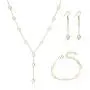 Fashion Chain Freshwater Pearl Necklace Choker Simple Chain Pearl Dangle Hook Earrings Set Jewelry Women