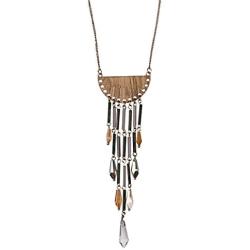 SPUNKYsoul Long Boho Chic Beaded Faceted Fringe Tassel Fashion Statement Necklace for Women Bohemian Collection
