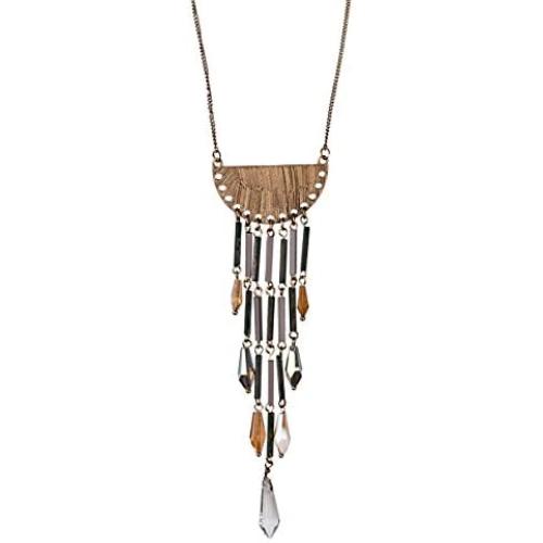 SPUNKYsoul Long Boho Chic Beaded Faceted Fringe Tassel Fashion Statement Necklace for Women Bohemian Collection
