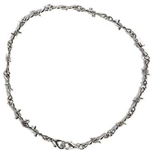 ANDICEQY Heavy Duty Padlock Choker Metal Collar Thorns Iron Necklace Unisex Chain Hip-hop Harajuku Punk Gothic Alloy Barbed Wire Necklace for Men Women