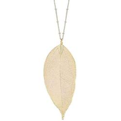 AUDREY RYAN Natural Leaf Pendant Necklace (30'' Long Chain) or Natural Leaf Earrings