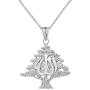 Fine Sterling Silver Lebanese Cedar Tree with Allah Symbol Pendant Necklace