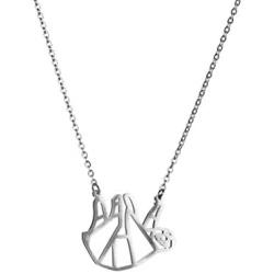 La Menagerie Sloth Silver Origami Jewelry - Silver Geometric Chain Necklace – 925 Sterling Plated Silver Necklace for Women & Girls – Stylish Sloth Pendant Necklace