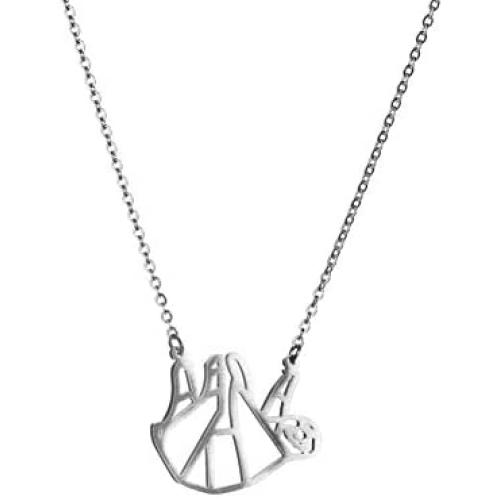 La Menagerie Sloth Silver Origami Jewelry - Silver Geometric Chain Necklace – 925 Sterling Plated Silver Necklace for Women & Girls – Stylish Sloth Pendant Necklace