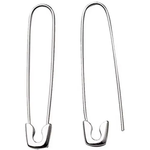 Sterling Silver Safety Pin Earrings Punk Geometric Earring for Women Men Unisex