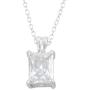 Sterling Silver Rectangle CZ Pendant Necklace