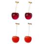 ONEYIM 3D Red Cherry Drop Earrings Cute Fruit Gold Dangle Earrings Charm Jewelry Gift Earrings for Women Girls