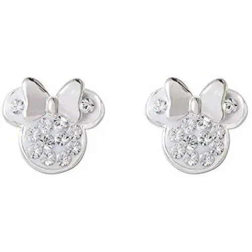 Disney Minnie Mouse Birthstone Jewelry for Women and Girls, Sterling Silver Pave Crystal Stud Earrings Disney Minnie Mouse Birthstone Jewelry for Women and Girls, Sterling Silver Pave Crystal Stud Earrings