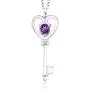 Gem Stone King 925 Sterling Silver Purple Amethyst Heart Key Pendant Necklace For Women (0.45 Ct Round With 18 Inch Silver Chain) Gem Stone King 925 Sterling Silver Purple Amethyst Heart Key Pendant Necklace For Women (0.45 Ct Round With 18 Inch Silver Chain)