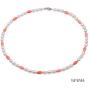 JYX Pearl Jewelry Set Beautiful 5×6.5mm White Rice-shape Freshwater Pearl with Pink Mini Coral Beads Necklace Bracelet Set