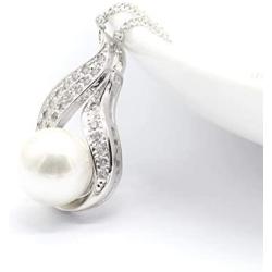 Aixili White Freshwater Pearl Jewelry Set for Women Silver White Gold Plated Necklace Pendant Drop Earring Rings Wedding Bridal Jewelry