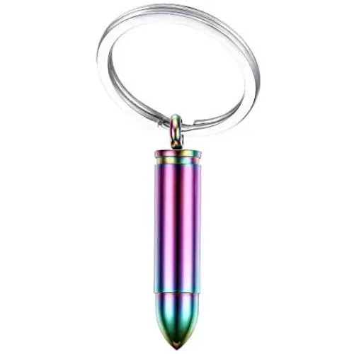 Custom Personalized Stainless Steel Bullet Urn Keychain Keyring Ashes Memories Keychain for Men Boy Women Army Police Gift