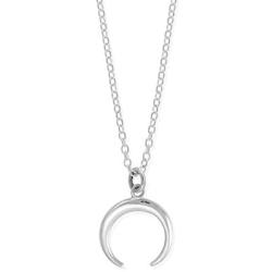 Boma Jewelry Sterling Silver Downward Crescent Moon Double Horn Pendant Necklace, 18 Inches