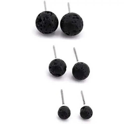 MISS RIGHT Hypoallergenic Lava Beads Ball Earrings Necklace, Lava Rock Stone Stud Dangle Hoop Earrings Dainty Thin Chain Diffuser Necklaces for Women Men Jewelry Gifts MISS RIGHT Hypoallergenic Lava Beads Ball Earrings Necklace, Lava Rock Stone Stud Dangle Hoop Earrings Dainty Thin Chain Diffuser Necklaces for Women Men Jewelry Gifts
