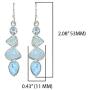 YoTreasure 2'' Raw Blue Topaz Larimar Solid 925 Sterling Silver Dangle Earrings
