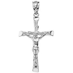 CaliRoseJewelry Sterling Silver Jesus on The Cross Crucifix Textured Pendant
