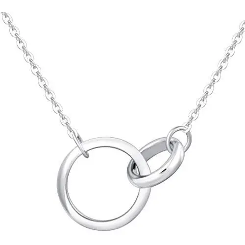 FANCIME Sterling Silver Infinity Interlocking Circles Pendant Necklace Small Mother Daughter Necklace Dainty Fine Jewelry for Mom Women Teen Girls,16+ 2'' Extender FANCIME Sterling Silver Infinity Interlocking Circles Pendant Necklace Small Mother Daughter Necklace Dainty Fine Jewelry for Mom Women Teen Girls,16+ 2'' Extender