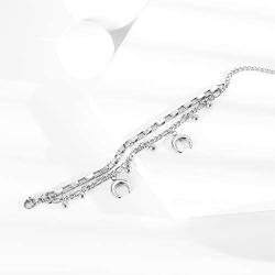 TIESLONG Jewelry Pendant Charm Dainty Bracelets for Women Fashion Personalized Gorgeous Stainless Steel Double Layered Chain Adjustable Size Cute Trendy Aesthetic Bracelet for Girls