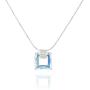 Stera Jewelry Sterling Silver Necklace Made with Swarovski Bermuda Blue or AB Square Crystal Pendant
