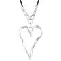 Silver Lover Heart Pendant Fashion Jewelry Black Leather Necklace for Women Long Rope Chain Chokers