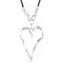 Silver Lover Heart Pendant Fashion Jewelry Black Leather Necklace for Women Long Rope Chain Chokers