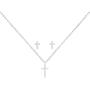 Katie Loxton Womens Silver Plated Sentiment Set Necklace and Earring Boxed Set of 2 Cross