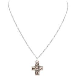Rosemarie & Jubalee Religious First Communion Eucharist Symbols Cross Medal Pendant Necklace, 18''