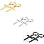 3 Pairs Cross Earrings for Men Women - Stainless Steel Hoop Dangle Drop Cross Earrings Silver Gold Black