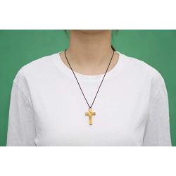 Simple Natural Olive Wood Cross Pendant Necklace for Men Women Children Kids Boy Girl Gift Necklace Wooden Car Rearview Mirror Pendant
