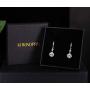 Drop Dangle Earrings 925 Sterling Silver Hook with 9MM 2.75ct CZ and 2pcs Small Cubic Zirconia Design 14K White Gold Plated Hypoallergenic Gorgeous Gift for Women and Girls