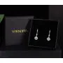 Drop Dangle Earrings 925 Sterling Silver Hook with 9MM 2.75ct CZ and 2pcs Small Cubic Zirconia Design 14K White Gold Plated Hypoallergenic Gorgeous Gift for Women and Girls
