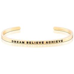 MantraBand Bracelet - Dream Believe Achieve - Inspirational Engraved Adjustable Mantra Band Cuff Bracelet - Silver, Gold, Rose Gold - Gifts for Women