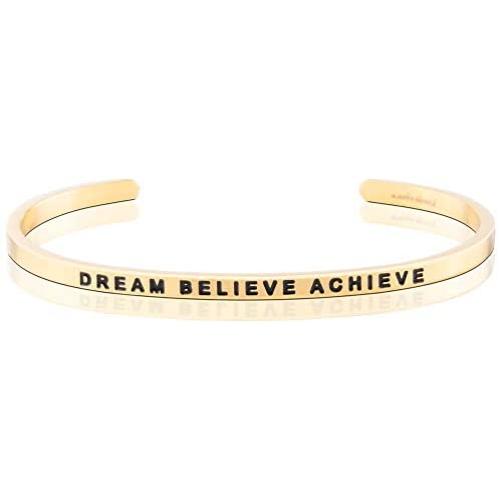 MantraBand Bracelet - Dream Believe Achieve - Inspirational Engraved Adjustable Mantra Band Cuff Bracelet - Silver, Gold, Rose Gold - Gifts for Women