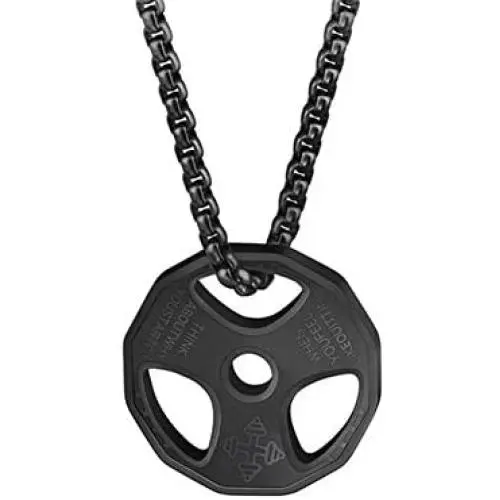 AILUOR Men Womens Dumbbell Pendant Necklace Stainless Steel Couples Barbell Pendant Fitness Gym Sports Dumbbell Weight Lifters Barbell Chain Jewelry AILUOR Men Womens Dumbbell Pendant Necklace Stainless Steel Couples Barbell Pendant Fitness Gym Sports Dumbbell Weight Lifters Barbell Chain Jewelry