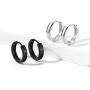 T400 925 Sterling Silver Black Small Tiny Hoop Earrings Unisex Gift for Men Women 13 16 mm