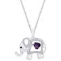 AFFY Round Cut Cubic Zirconia Elephant Floater Pendant Necklace in 14K White Gold Over Sterling Silver