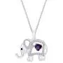 AFFY Round Cut Cubic Zirconia Elephant Floater Pendant Necklace in 14K White Gold Over Sterling Silver AFFY Round Cut Cubic Zirconia Elephant Floater Pendant Necklace in 14K White Gold Over Sterling Silver