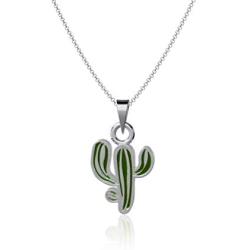Dayna Designs Cactus Pendant Necklace - Enamel - Sterling Silver Jewelry Small for Women/Girls