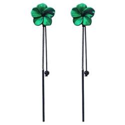 Long Flower Tassel Dangle Earrings,Red/Green Petal Drop Earrings 925 Silver Needle Earrings for Women Teen Girls Fashion Jewelry Birthday Gifts