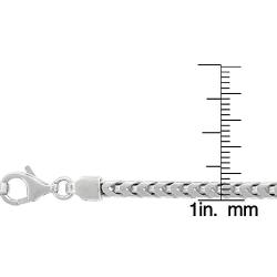 Sterling Silver 2.5MM-5MM Solid Franco Chain Necklace, Square Box Link Chain, Rhodium Necklace, Sterling Silver Necklace 18-30