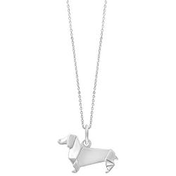 Boma Jewelry Sterling Silver Origami Dachshund Wiener Dog Necklace, 18 Inches