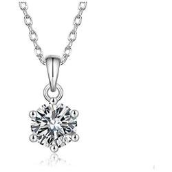 SOULMEET 14K Solid White Gold Plated 925 Sterling Silver 2ct 8mm Heart Arrows Cut Moissanite Classic Pendant Necklace Simulated Diamond Jewelry for Women Idea